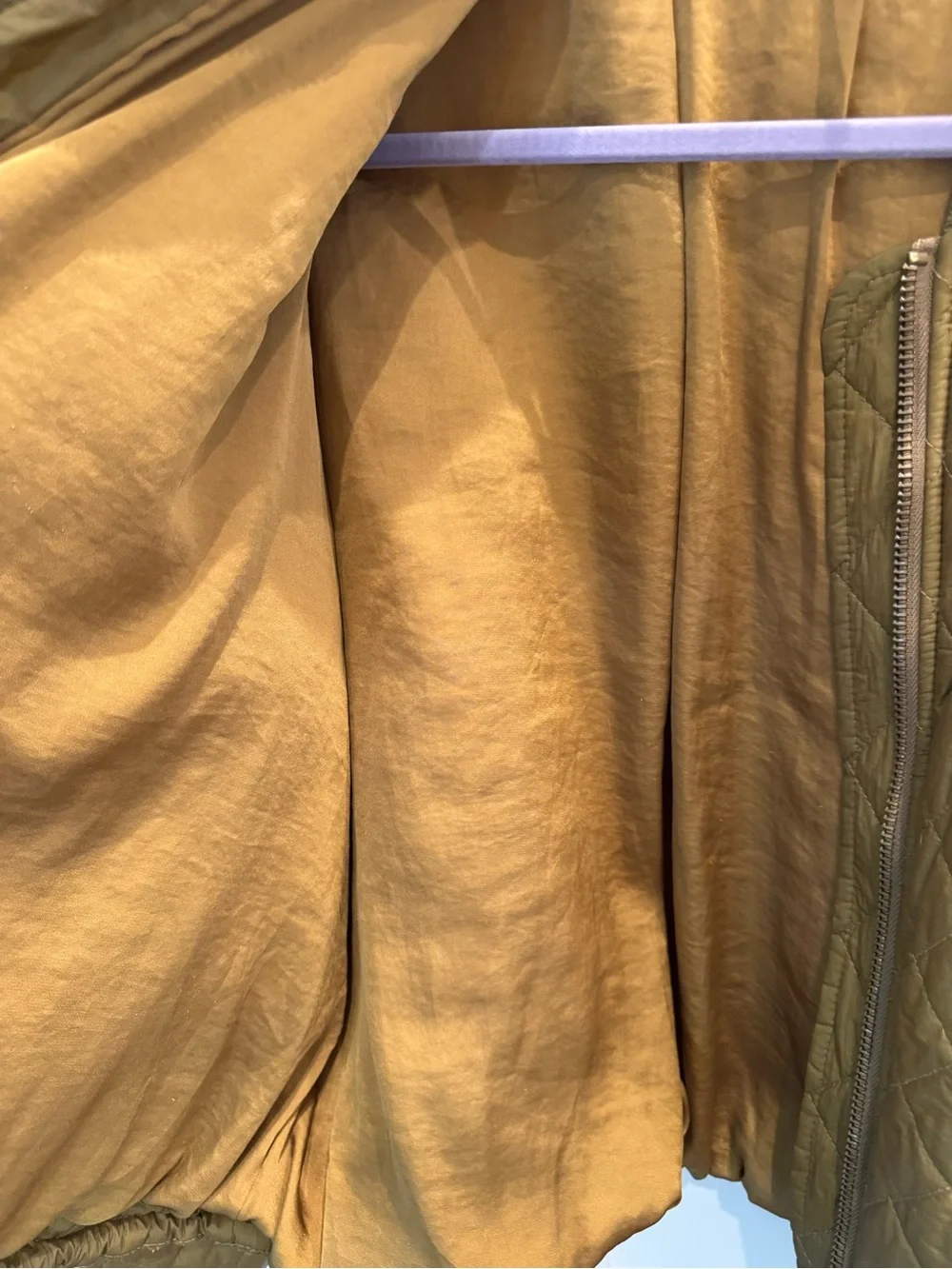 Free People Quilted Olive Green Bomber Jacket